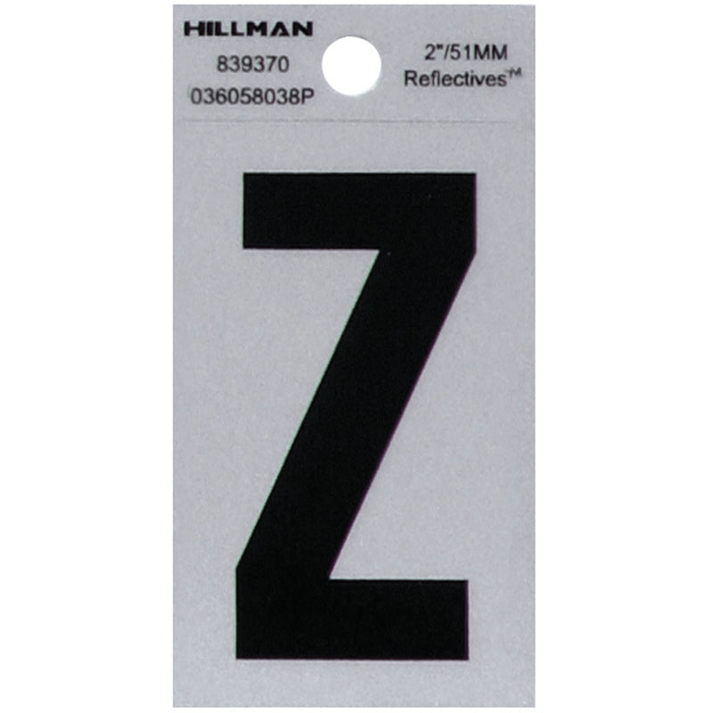 HILLMAN 2 in. Reflective Black VinylÂ  Self-Adhesive Letter Z 1 pc