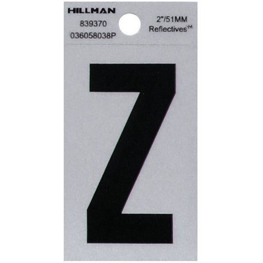 HILLMAN 2 in. Reflective Black VinylÂ  Self-Adhesive Letter Z 1 pc