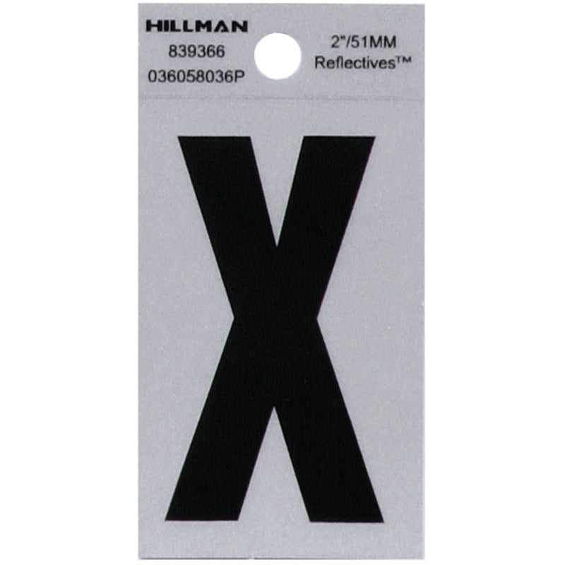 HILLMAN 2 in. Reflective Black VinylÂ  Self-Adhesive Letter X 1 pc