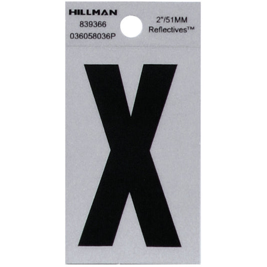 HILLMAN 2 in. Reflective Black VinylÂ  Self-Adhesive Letter X 1 pc
