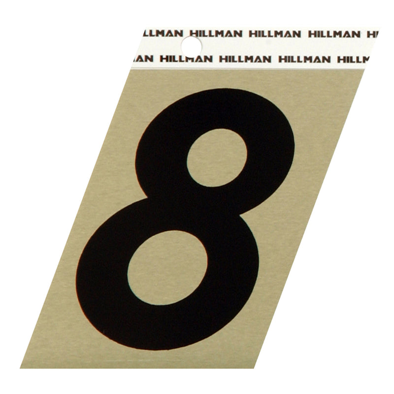 HILLMAN 3 in. Reflective Black Vinyl Self-Adhesive Number 8 1 pc