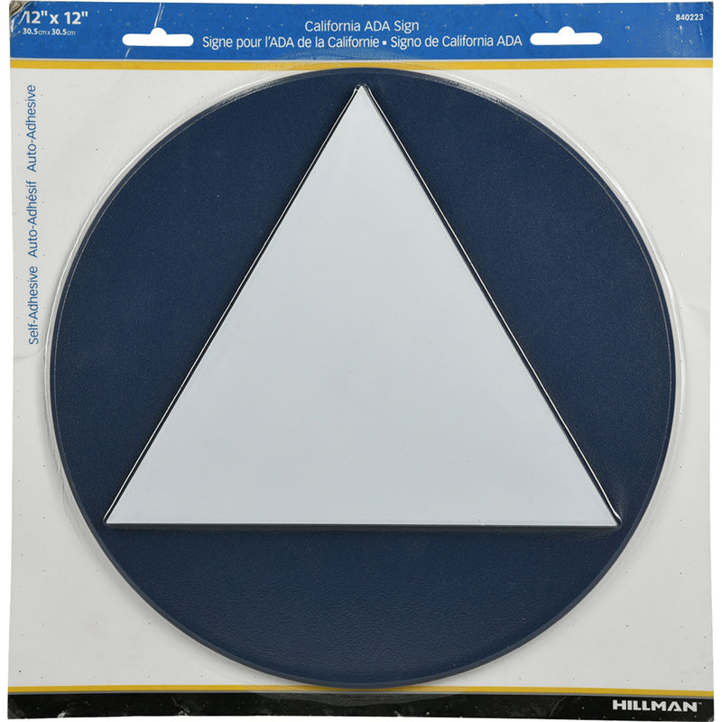 HILLMAN English Blue Restroom Sign 12 in. H X 12 in. W