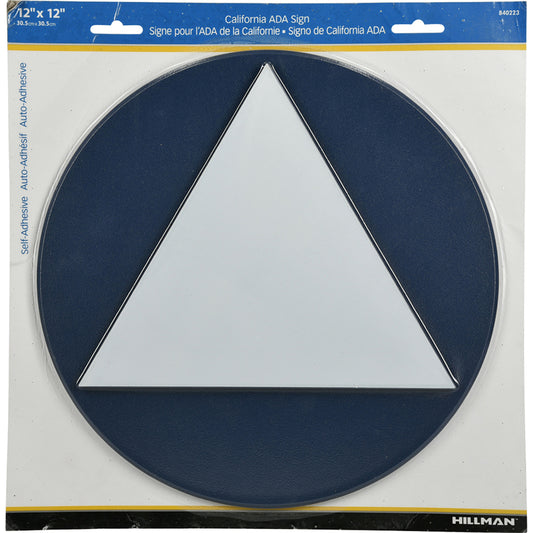 HILLMAN English Blue Restroom Sign 12 in. H X 12 in. W
