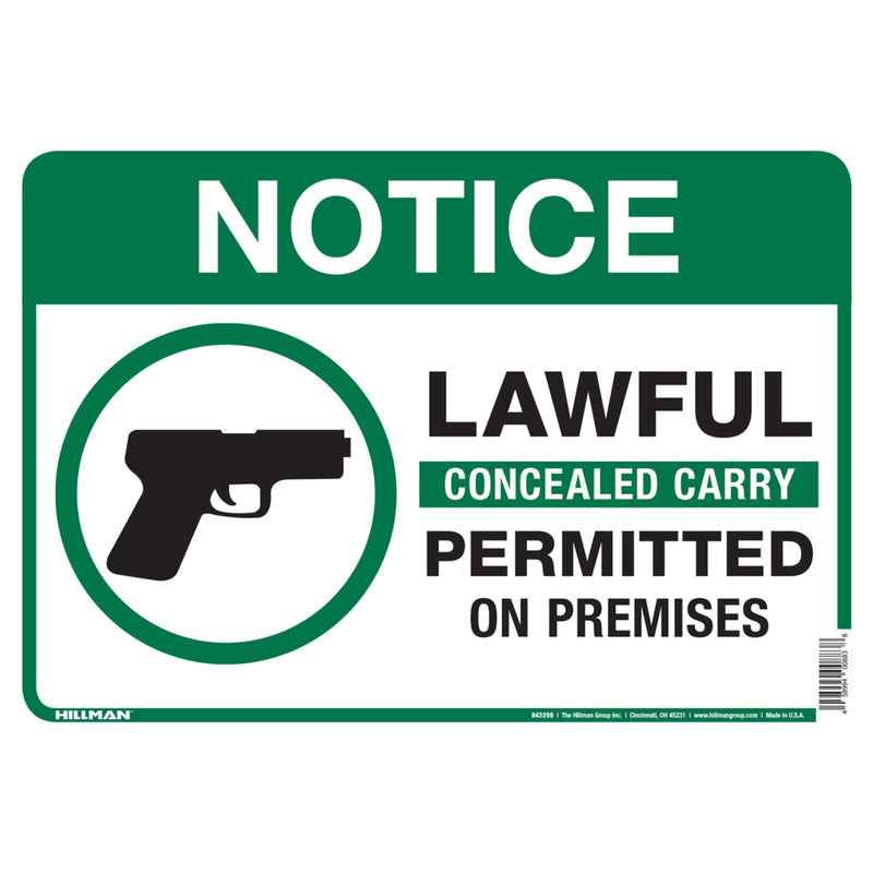 HILLMAN English White Notice Sign 10 in. H X 14 in. W