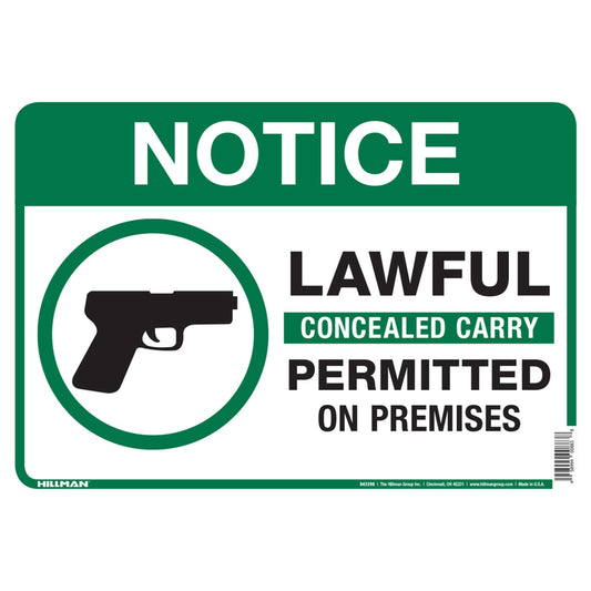 HILLMAN English White Notice Sign 10 in. H X 14 in. W