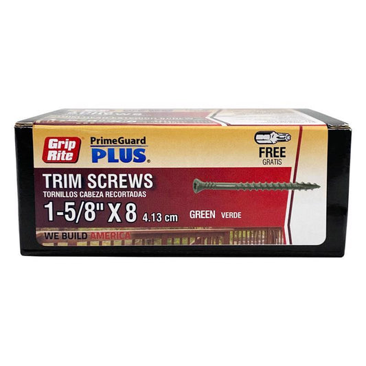 Grip-Rite PrimeGuard Plus No. 8 wire X 1-5/8 in. L Green Star Trim Head Deck Screws 1 lb