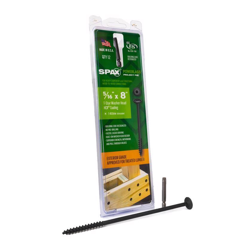 SPAX PowerLags 5/16 in. in. X 8 in. L T-40 Washer Head Serrated Structural Screws