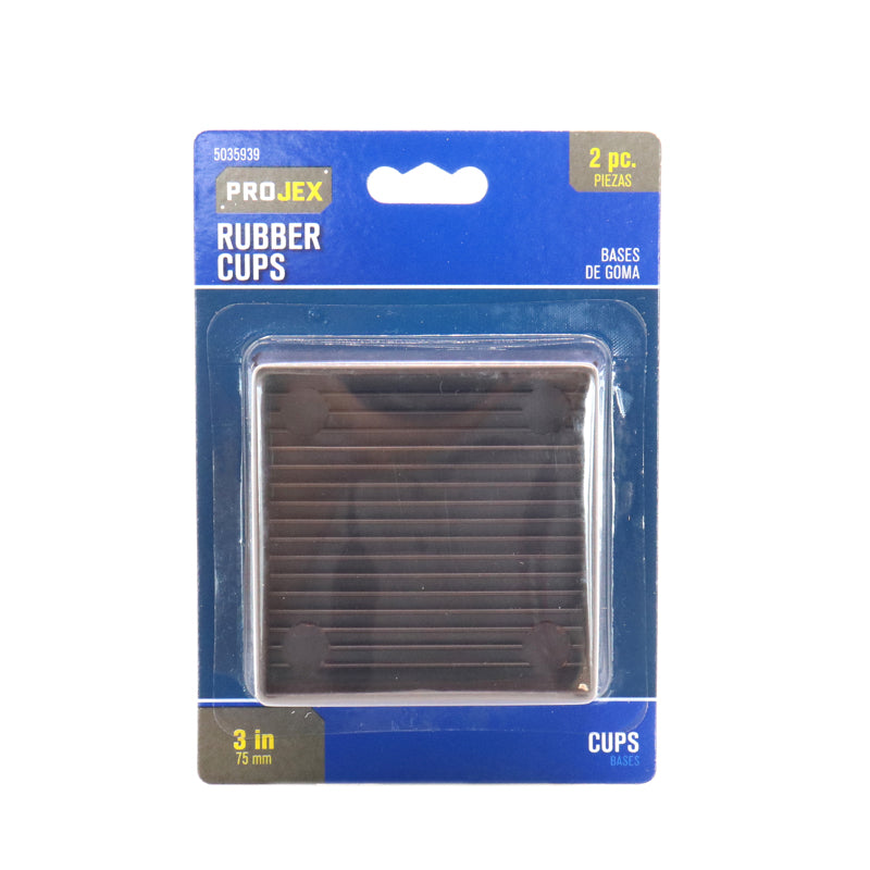 Projex Rubber Furniture Cups Brown Square 3 in. W X 3 in. L 2 pk