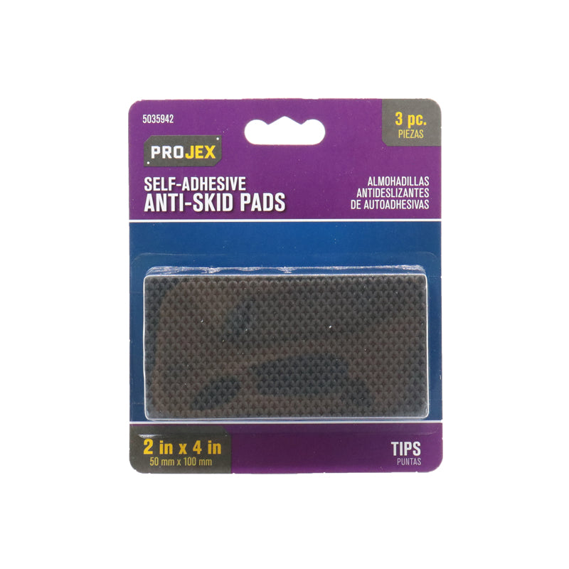 Projex Rubber Self Adhesive Non-Skid Pad Black Rectangle 2 in. W X 4 in. L 3 pk