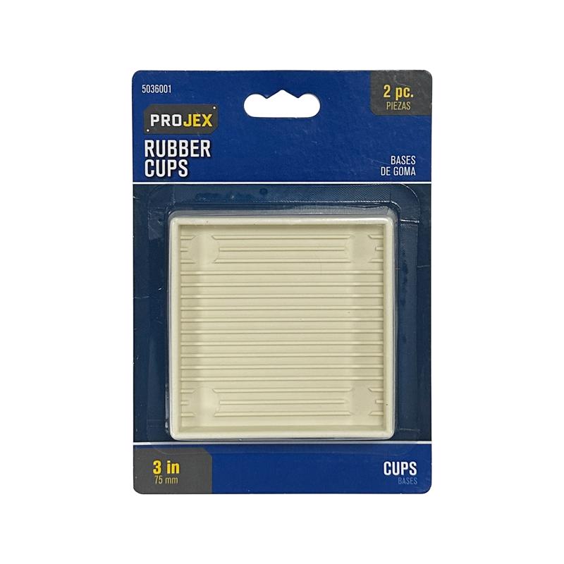 Projex Rubber Furniture Cups White Square 3 in. W X 3 in. L 2 pk