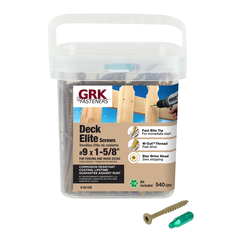 GRK Fasteners Deck Elite No. 9 in. X 1-5/8 in. L Tan Star Star Head Deck Screws 540 pk