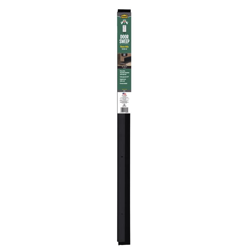 M-D BUILDING PRODUCTS Black Aluminum/Vinyl Sweep For Doors 36 in. L X 2.13 in.