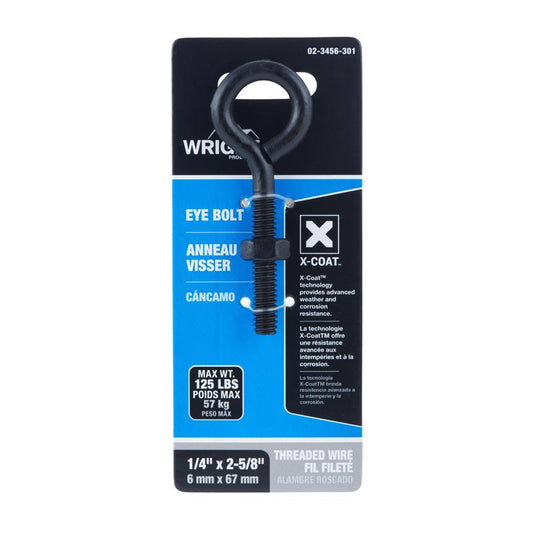 Wright 1/4 in. X 2-5/8 in. L Black Steel Eyebolt Nut Included