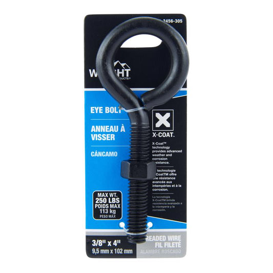 Wright 3/8 in. X 4 in. L Black Steel Eyebolt Nut Included