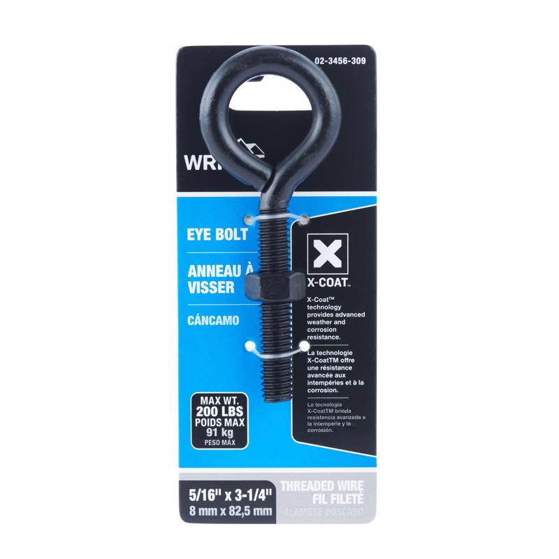 Wright 5/16 in. X 3-1/4 in. L Black Steel Eyebolt Nut Included
