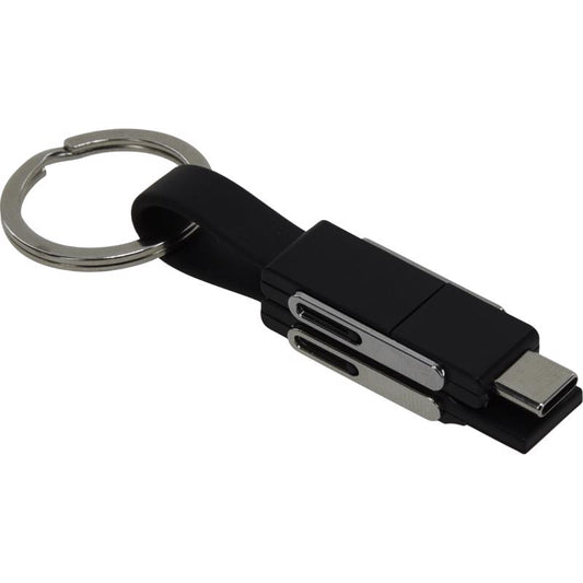HILLMAN PVC Black/Silver Split Charger Cable Keychain