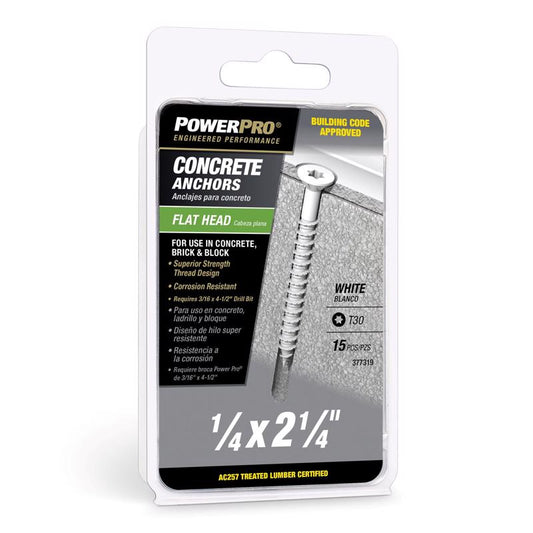 HILLMAN 1/4 in. D X 2-1/4 in. L Carbon Steel Flat Head Concrete Screw Anchor 15 pk