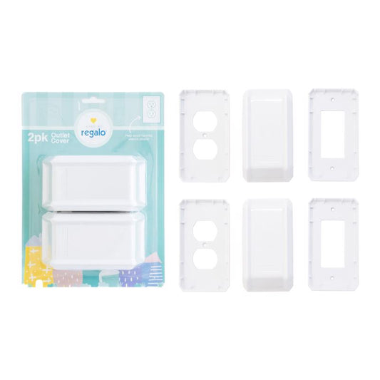 Regalo White Plastic Outlet Cover 2 pk