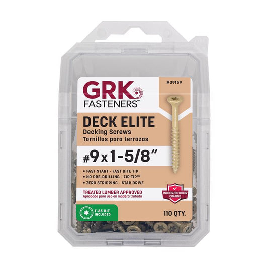 GRK Fasteners Deck Elite No. 9 in. X 1-5/8 in. L Gold Star Bugle Head Deck Screws 1 pk