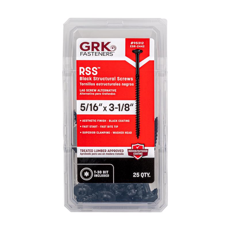 GRK Fasteners RSS 5/16 or No. 15 in. X 3-1/8 in. L Star Black W-Cut Structural Wood Screws 1 pk