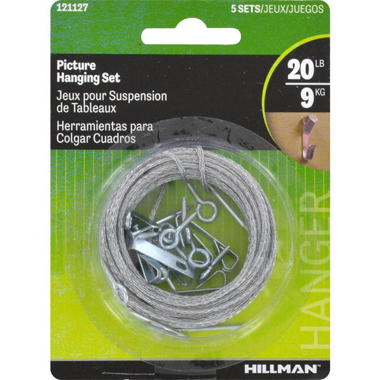 HILLMAN Zinc Conventional Picture Hanging Set 20 lb 5 pk