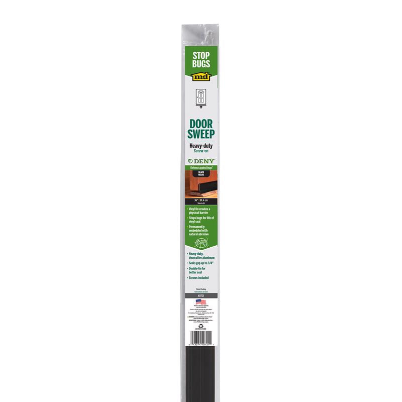 M-D BUILDING PRODUCTS Black Aluminum/Vinyl Sweep For Doors 36 in. L X 0.25 in.