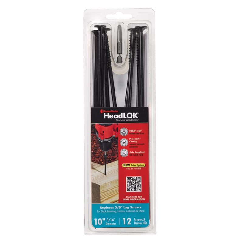 FastenMaster Headlok 10 in. L Torx Ttap T30 Coarse Structural Wood Screws 12 pk
