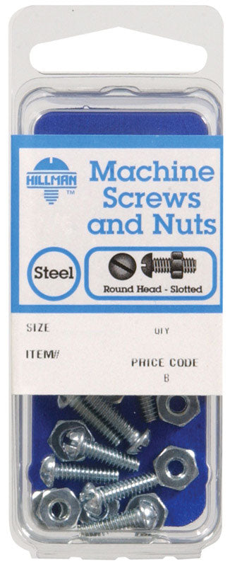 HILLMAN No. 10-24 in. X 1/2 in. L Slotted Round Head Zinc-Plated Steel Machine Screws 1 pk