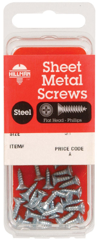 HILLMAN No. 12 Ga. X 2 in. L Phillips Flat Head Sheet Metal Screws 1 pk