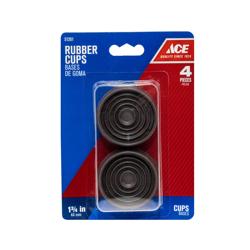Ace Rubber Furniture Cups Brown Round 1-3/4 in. W 4 pk