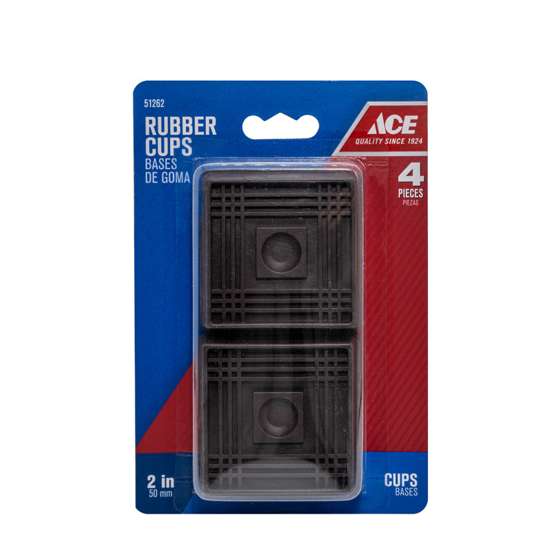 Ace Rubber Furniture Cups Brown Square 2 in. W X 2 in. L 4 pk