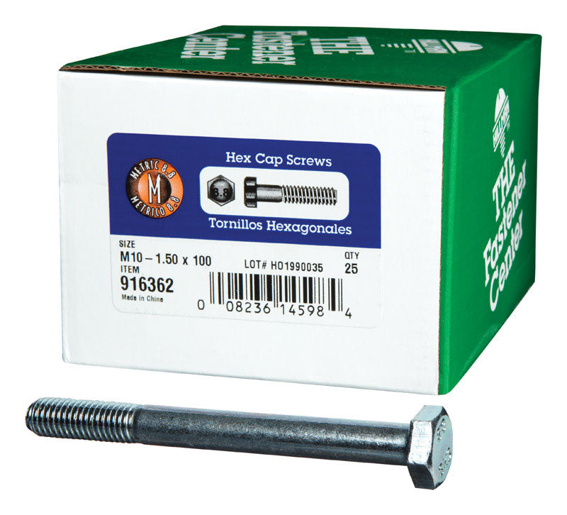 HILLMAN M10-1.50 mm D X 100 mm L Heat Treated Zinc Steel Hex Head Cap Screw 1 pk