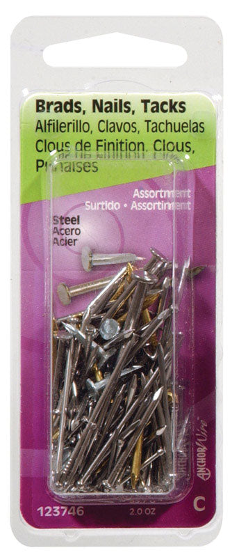 HILLMAN Anchor Wire 16 Ga. X Assorted Sizes L Bright Steel Brad Nail Assortment 1 pk 2 oz