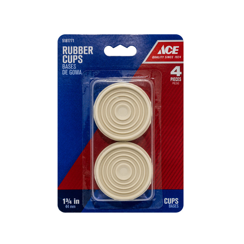Ace Rubber Furniture Cups White Round 1-3/4 in. W 4 pk