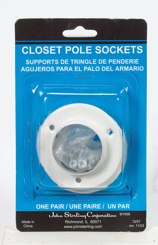 Knape & Vogt Pro 1-3/8 in. L X 1-3/8 in. D Powder Coated Steel Rod Socket