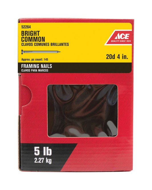 Ace 20D 4 in. Common Bright Steel Nail Round Head 5 lb