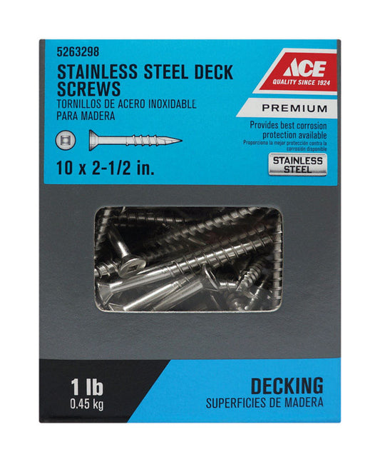 Ace No. 10 X 2-1/2 in. L Square Flat Head Deck Screws 1 lb 80 pk
