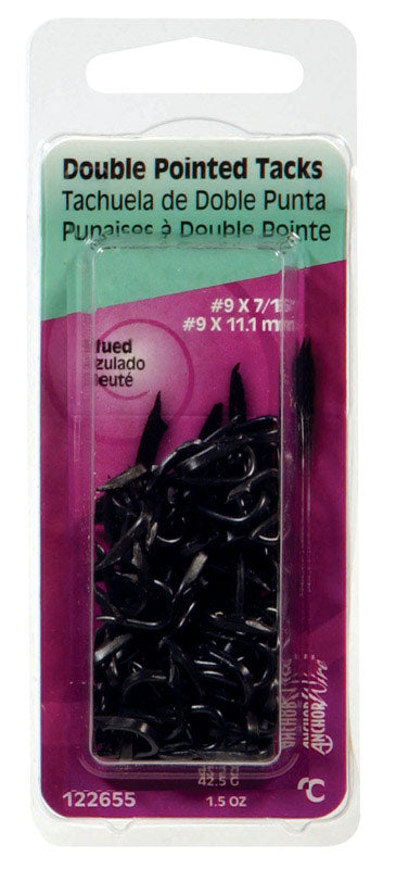 HILLMAN Anchor Wire No. 9 X 7/16 in. W X 0.4375 in. L Blue Steel Double Point Tack Staple 9 Ga. 1 pk