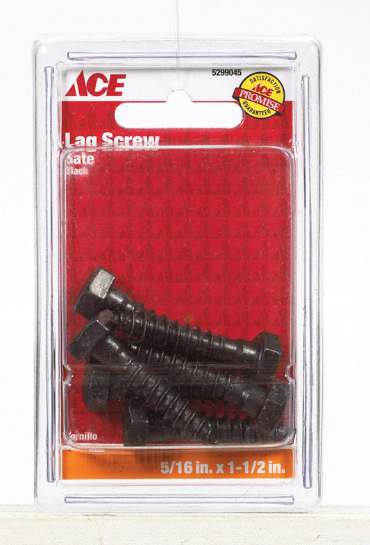 Ace 0.3125 in. L Black Steel Lag Screw 6 pk