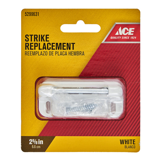 Ace 2-5/8 in. D X 2-5/8 in. L White Steel Screen/Storm Door Strike 1 pk