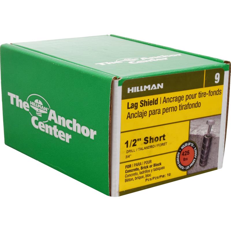 HILLMAN 1/2 in. D X 2 in. L Zinc Round Head Lag Shield Anchors 10 pk