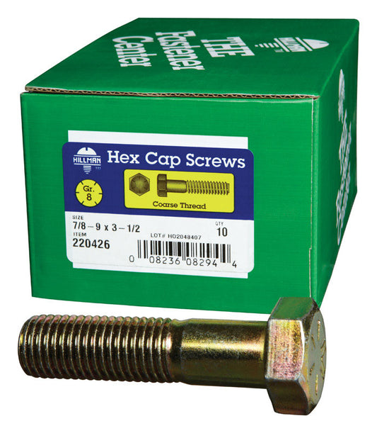HILLMAN 7/8-9 in. D X 3-1/2 in. L Heat Treated Steel Hex Head Cap Screw 1 pk