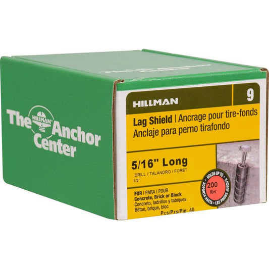 HILLMAN 5/16 in. D X 5/16 in. L Zinc Round Head Lag Shield Anchors 40 pk