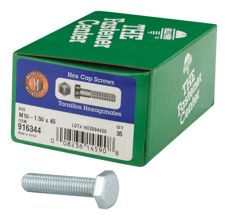 HILLMAN M10-1.50 mm D X 45 mm L Heat Treated Steel Hex Head Cap Screw 35 pk