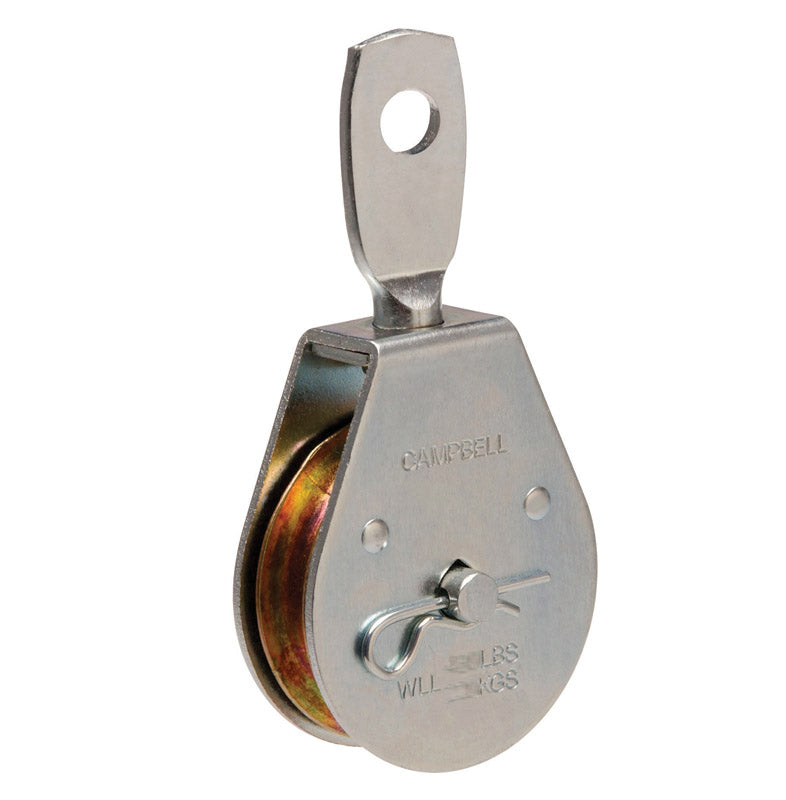 Campbell 3 in. D Zinc Plated Steel Swivel Eye Single Sheave Swivel Eye Pulley