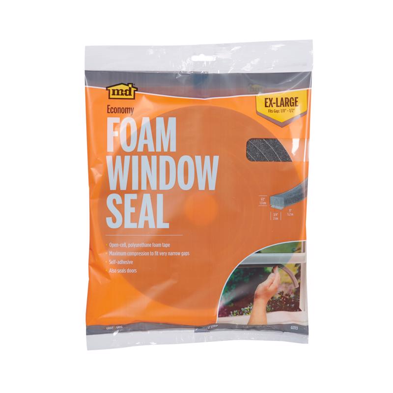 M-D BUILDING PRODUCTS Gray Foam Weather Stripping Tape For Doors and Windows 204 in. L X 0.5 in.
