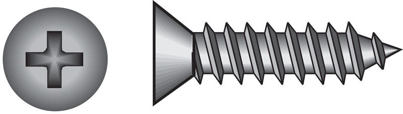HILLMAN No. 6 Ga. X 0.5 in. L Phillips Flat Head Sheet Metal Screws 100 pk