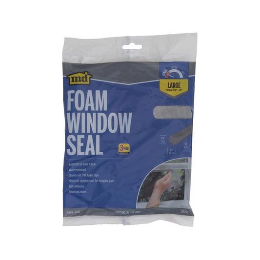 M-D BUILDING PRODUCTS Gray Foam Weather Stripping Tape For Doors and Windows 120 in. L X 0.38 in.
