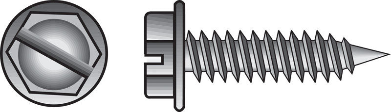 HILLMAN No. 8 Ga. X 1/2 in. L Slotted Hex Washer Head Sheet Metal Screws 1 pk