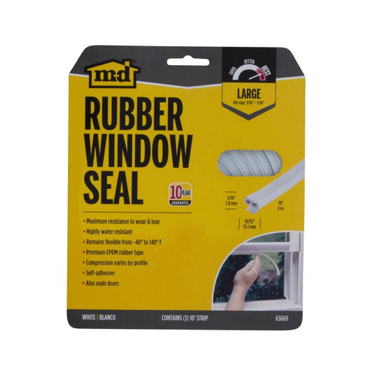 M-D BUILDING PRODUCTS White EPDM Rubber Foam Weatherstrip For Doors and Windows 10 ft. L X 0.31 in.